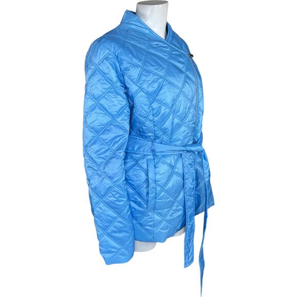 Susan Graver Lightly Padded Quilted Moto Jacket Bell Blue X-Large Winter Quilted - Picture 9 of 15